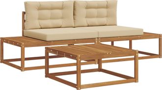 vidaXL Conjunto De Sof&aacute;s De Exterior Natural Y Beige Vidaxl