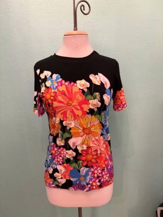 Johnny Was Womens Janie Fav Short Sleeve Crew Tee In Gerbera Scarf