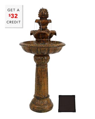 Sunnydaze Ornate Elegance Solar Outdoor Water Fountain With Battery With $32 Credit