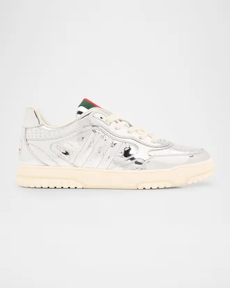 Gucci Men & apos;s Re-Web Mirror Leather Fashion Sneakers