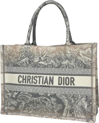 Dior Gray White Canvas Tote Bag (Pre-Owned)