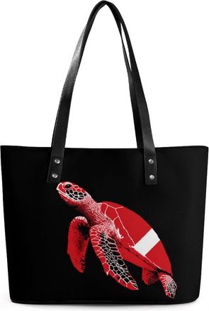 Generic Sea Turtle Scuba Dive Flag Tote Bags for Women Cute Shoulder Purses Handbags