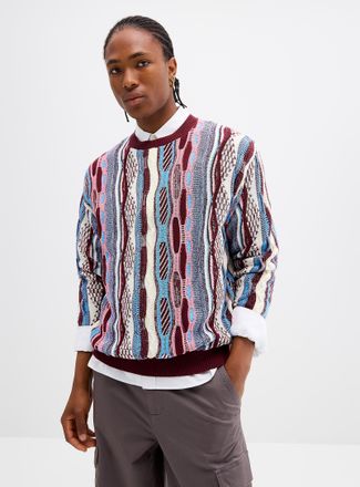 Djab Mens Oversized mixed-knit sweater