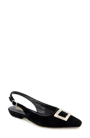 Kensie Poppi Crystal Buckle Slingback Flat in Black Velvet at Nordstrom Rack, Size 7