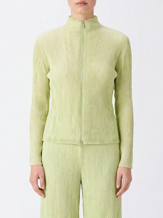Issey Miyake High-Neck Crinkled Cr&ecirc;pe Zip-Up Cardigan