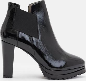AllSaints Womens Cow Leather Sarris Patent Leather Block Heel Boots, Size: UK 8/US 11/EU 41