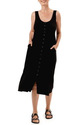 Nom Maternity Rib Maternity/Nursing Midi Dress in Black at Nordstrom, Size X-Large