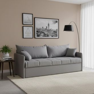Dmora Sof&aacute; Cama 3 Plazas Avellana, Desenfundable, Lavable, Hecho En Italia, Cama Extra&iacute;ble Con Colch&oacute;n, 205x86 Cm Gris