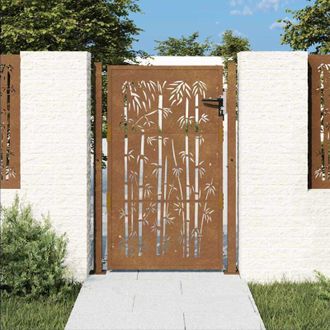 vidaXL Puerta De Jard&iacute;n Acero Corten Dise&ntilde;o Bamb&uacute; 105x155 Cm Vidaxl