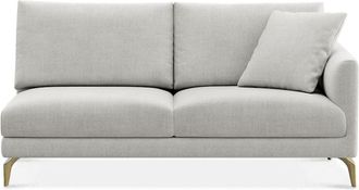 Castlery Lena Right Arm 2 Seater Sofa Customized, Performance Classic Twill Medium Grey Brass Legs, Spill Resistant, Removable Covers for Castlery