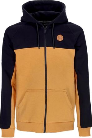 Dolly Noire Zwart/Khaki Rits Hoodie met Koord - Heren - Vesten met rits - Veelkleurig - XL - Katoen - Hoodies & sweatvesten