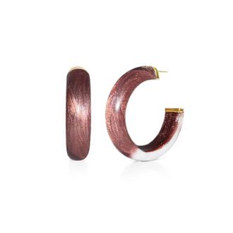 Gold & Honey Small Illusion Lucite Hoop Earrings In Neutrals In Cocoa