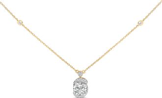 House of Brilliance 10K Yellow Gold Plated.925 Sterling Silver 1 1/2 Cttw Lab Grown Diamond Galaxy Halo Pendant Necklace