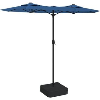 vidaXL Sombrilla Doble De Jard&iacute;n Con Luces Led Azul 316x145 Cm Vidaxl