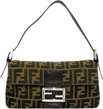 Fendi Pre-owned Shoulder Bags, female, Brown, Size: ONE SIZE Pre-owned Canvas Shoulder Bag