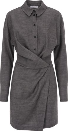 Patrizia Pepe Grey Melange Lyocell-Blend Chemisier Mini Dress