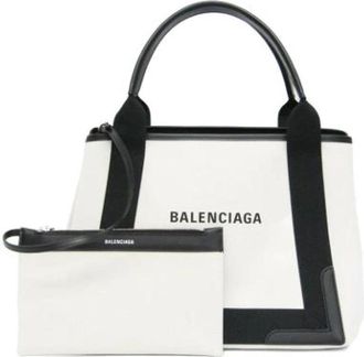 Balenciaga Pre-owned Navy Cabas S - Dames - Vintage Shopper - Wit - ONE Size - Vintage