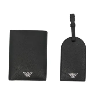 Emporio Armani Wallets & Cardholders, male, Black, Size: ONE SIZE Leather Card Holder