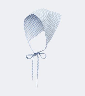 Poss&eacute; Lila checked cotton head scarf