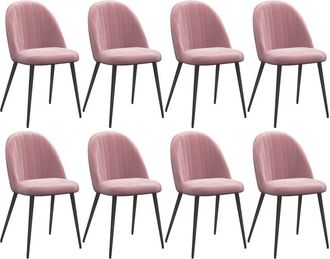 HOMCOM Homcom - Pack De 8 Sillas De Comedor Modernas Sillas De Cocina Tapizada En Terciopelo Con Respaldo Alto Y Patas De Acero 50x52x83 Cm Rosa Palo
