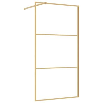 vidaXL Mampara Puerta Ducha Vidrio Transparente Esg Dorado 115x195 Cm Vidaxl