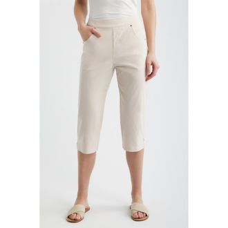Hue Spring Stripe Petal Pusher Capri Pants in Taupe at Nordstrom, Size X-Large