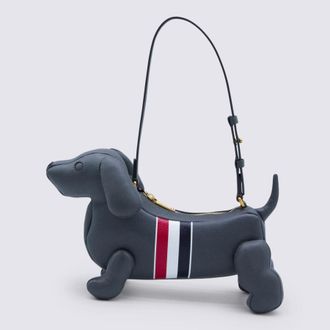 Thom Browne Dark Grey Leather Shoulder Bag