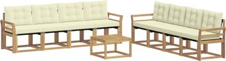 vidaXL Conjunto De Sof&aacute;s De Exterior 9 Uds. Blanco Y Crema Vidaxl