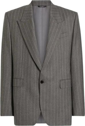 Dolce & Gabbana 1 Knopen Kostuumjas Rigato - Heren - Blazers - Grijs - L - Jassen