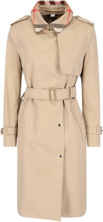 Burberry Check Collar Gabardine Trench Coat, Brand Size 8 ( US Size 6 )