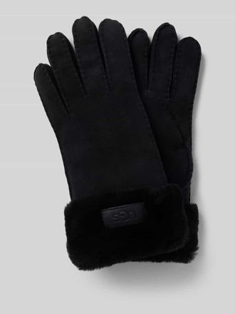 UGG Handschuhe aus Lammleder mit Label-Detail in Black, Gr&ouml;&szlig;e S
