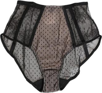 Dolce & Gabbana Zwart Doorschijnend Polka Dot Kant Ondergoed - Dames - Onderbroek - Veelkleurig - S - Ondergoed