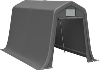 STILVORA Cobertizo De Jardin Con Puerta Enrollable Y Ventilacion En Acero Galvanizado Y Pe Gris 213 &times; 366 &times; 225 Cm