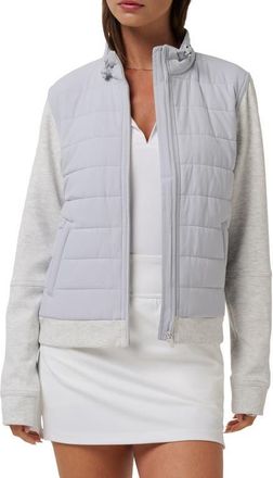 Travis Mathew Skyloft Soft Espresso Martini Full Zip Quilted Jacket in Heather Light Grey at Nordstrom, Size Medium