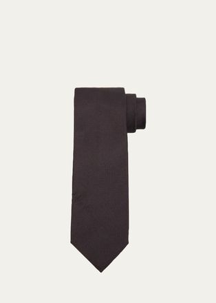 Tom Ford Mens Large Tonal Herringbone Silk Tie