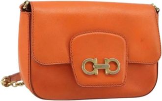 Ferragamo Pre-owned Leather Shoulder Bag - Dames - Vintage Schoudertas - Oranje - ONE Size - Leer - Vintage