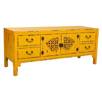 Wanderlust Deco Aparador De Madera Amarillo 120x40x50 Cm