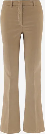 Ql2 Quelledue Womens Stretch Cotton Corduroy Trousers Beige