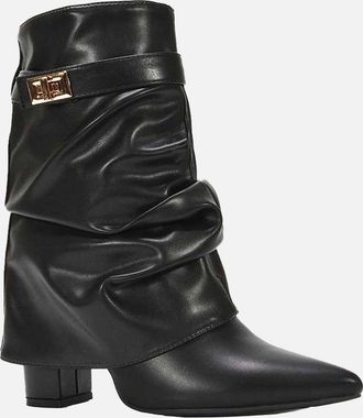 XY London Womens XY London Womens/Ladies Thalia Ruched Pointed Block Heel Ankle Boots - Black - Size: 4