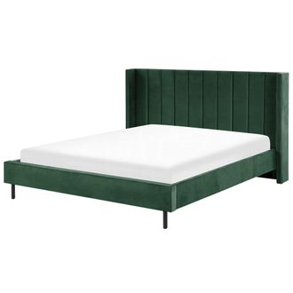Beliani Beliani - Cama Con Somier De Terciopelo Verde Oscuro 180 X 200 Cm Listones Moderno Villette