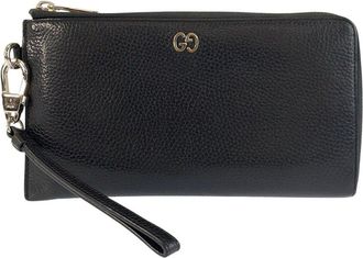 Gucci Black Leather Gg Metal Long Wallet (Authentic Pre-Loved)