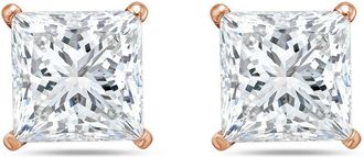 Diana M. Jewels 14kt 2ct Lab Grown 4 Prong Studs princess cut, DEF color, VS clarity, excellent cut