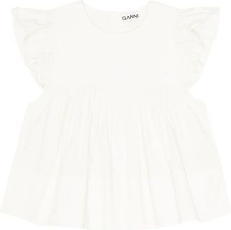 Ganni Top con ruches - Bianco