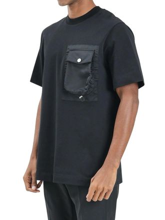 Yes London Relaxed Fit Black T-Shirt With Flap Pocket Detail