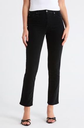 AG - Adriano Goldschmied Mari High Waist Slim Ankle Straight Leg Corduroy Pants in Sulfur Black at Nordstrom Rack, Size 23