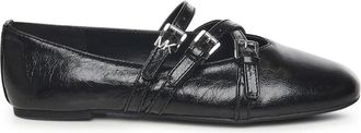 Michael Kors Ballerina Shoes, female, Black, 3 UK, Indy Flex Leather Ballet Flat