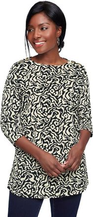 Jessica London Stretch Cotton Boatneck Tunic in Black Swirl at Nordstrom, Size 12