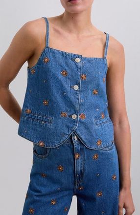 Scalpers Embflower Vest in Indigo at Nordstrom, Size Medium Eu