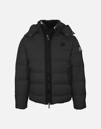 Philipp Plein Mens Plein Sport Padded Small Circular Logo Black Jacket - Size: 40/Regular