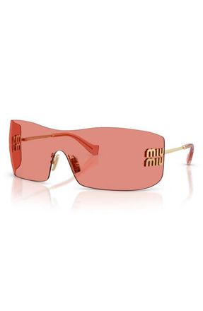 Miu Miu 144mm Oversize Shield Sunglasses in Gold /Red at Nordstrom